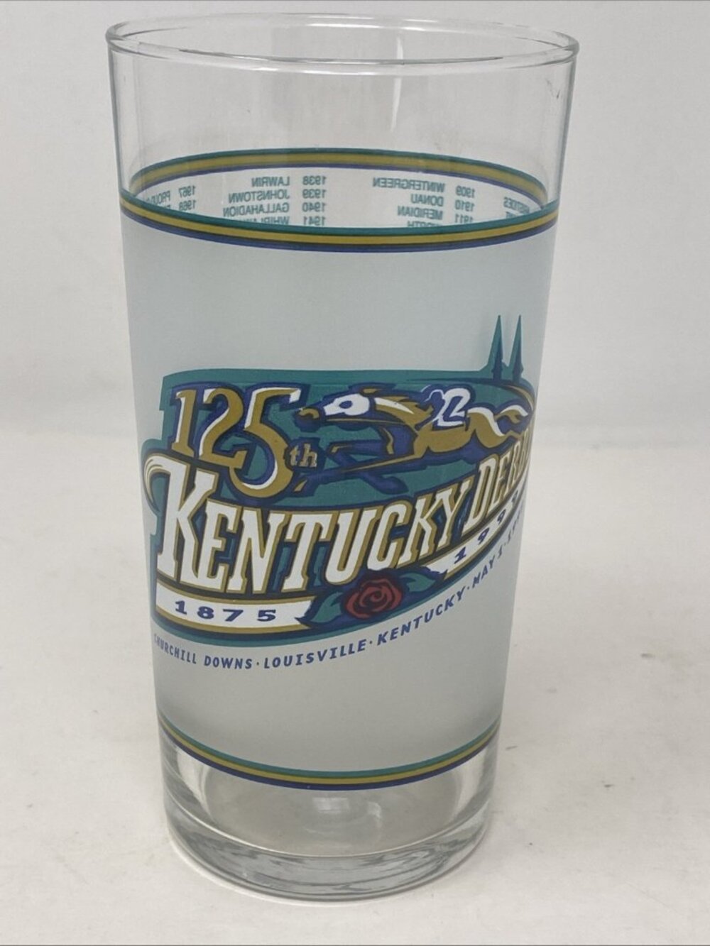 1999 Kentucky Derby 125 Official Mint Julep Frosted Glass Churchill Downs Libbey